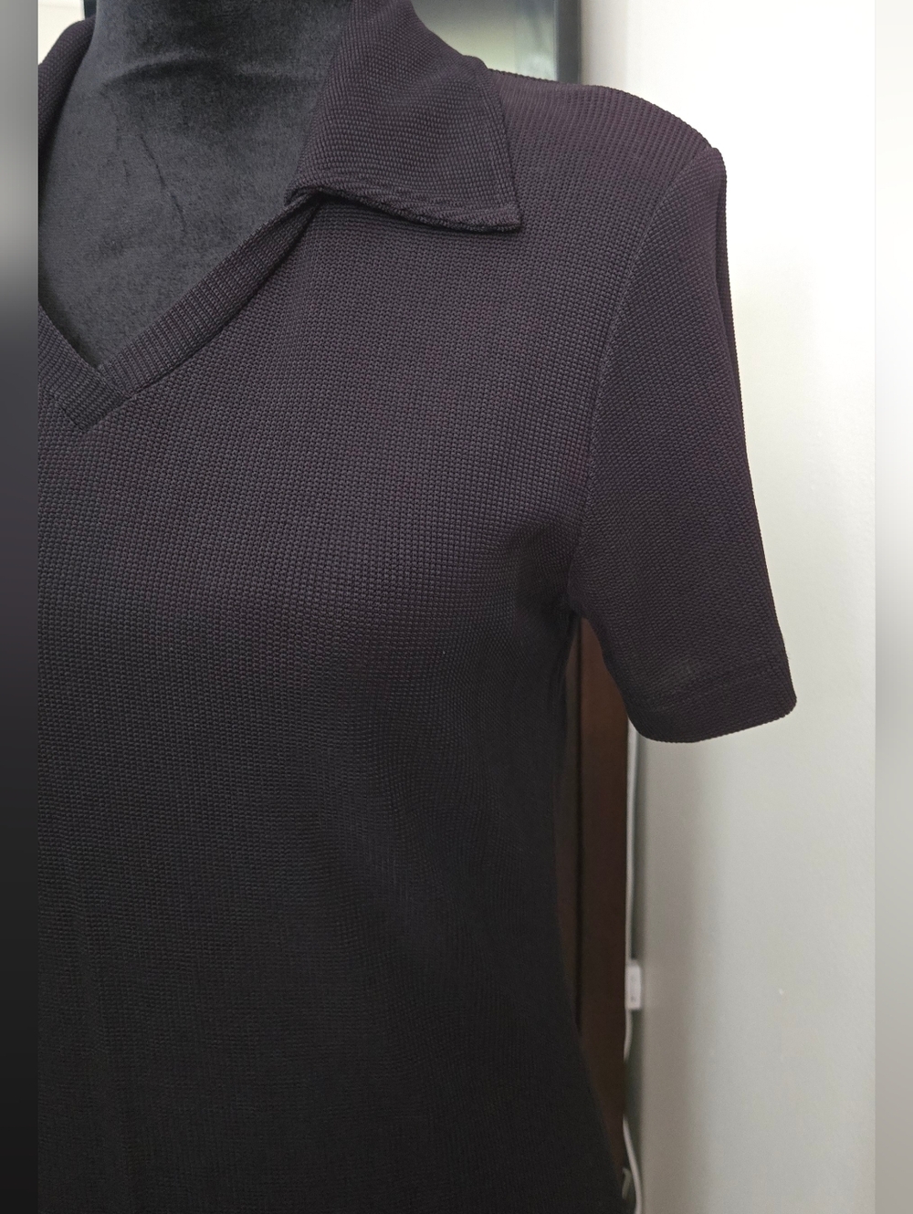 Vintage Ronni Nicole Black Polo Collar Dress V Neck Short Sleeve Size 8 - Picture 6 of 8